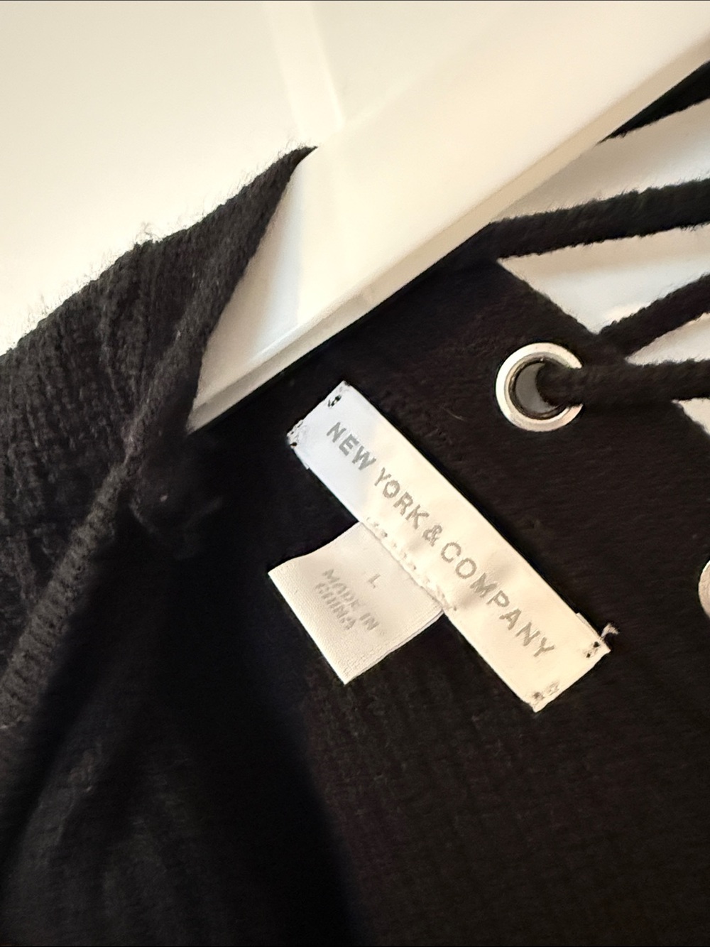 New York & Company Black Scoop Neck Knit Sweater with Back Tie - Picture 3 of 3